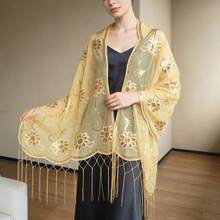 Elegant Long Tassel Chiffon Shawl For Bridesmaid And Wedding Party Evening Dinner Elegant Name Lady Summer Winter Spring Autumn - Multicolor - View 3