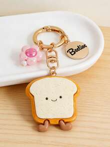 1pc Cute Girl, Flower, Toast, Bread, Hamburger, Croissant Food Pendant Keychain Bag Charm, Great Gift For Best Friend - Multicolor - View 10
