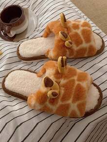Women's Casual Cute Cartoon Deer Printed Open-Toe Flat Indoor Bedroom Slippers, Autumn Winter - 彩色 - 查看 4