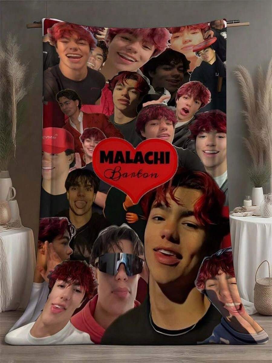 Malachi Barton Love Collage Pattern Printed Soft Blanket, Suitable For All Seasons, Hypoallergenic, Tear-Resistant, Ideal For Sofa Beds, Office, Camping, And Travel. A Great Gift For Holidays, Weddings, Birthdays, And Friends. - White - View 1