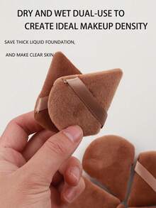 38pcs Makeup Brush Set, Includes: 25pcs Makeup Brushes + 3pcs Makeup Sponges + 3pcs Mini Makeup Sponges + 3pcs Makeup Powder Puffs + 3pcs Mini Air Cushion Puffs + 1pc Makeup Brush Cleaning Tool - Coffee Brown - View 2