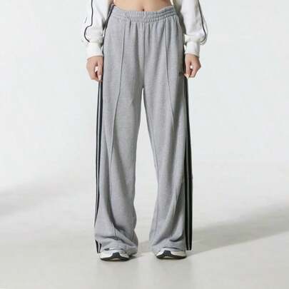 Adidas Originals 3S WIDE SWEATPANTS, Knitted Loose Casual Running Pants For Women, JV7476