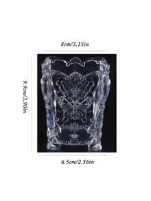 1 pieza Soporte transparente de acrílico para brochas de maquillaje, con decoración de patrón de mariposa, caja de almacenamiento de escritorio para cosméticos y herramientas de uñas - multicolor - Ver 9
