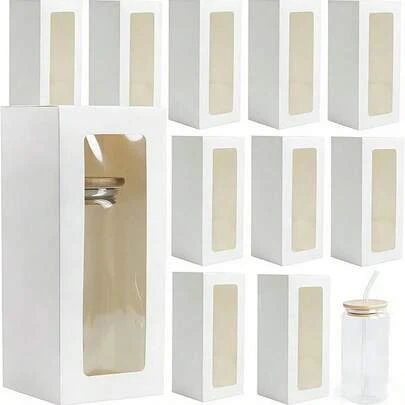 Bộ hộp quà 24 nắp cốc, kèm ruy băng, thích hợp cho hộp trưng bày thủy tinh in chuyển nhiệt, chất liệu trong suốt, phù hợp với cốc uống nước, ly, hũ dung tích 12oz, 16oz, 20oz, và các loại nắp cốc trơn khác.