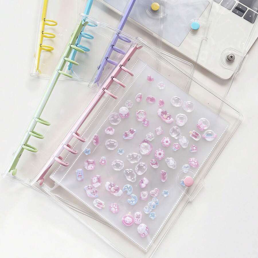 A5 Carpeta metálica rosa dorado transparente con hoja, Carpeta A5 con páginas de recambio, Álbum de pegatinas, Libro de pegatinas transparente, Libro de pegatinas, Bolsa de almacenamiento de fotos, Álbum de fotos, Planificador de presupuesto, Diario, Cuaderno, Suministros de oficina - A5 - Ver 1