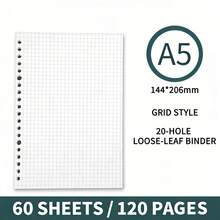 A5 Transparent Loose-Leaf Notebook Cover, 120 Pages, Minimalist Design, Detachable Spiral Binding, Water-Resistant, Notebook Accessories - Mauve Purple - View 9