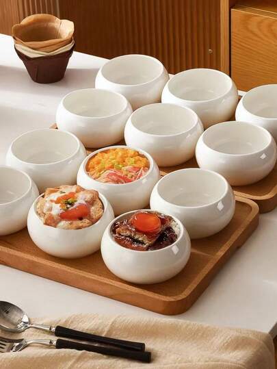 1pc Cute Mini Ceramic Lucky Bowl, Japanese Retro Round White Small Snack/Dessert Bowl, Ins Style Adorable Serving Bowl For Dining Room, Living Room, Restaurant, Party