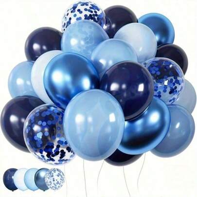 26pcs/ Navy Blue, Light Blue, Powder Blue Latex Balloons, Metallic Balloons, Glitter Blue Balloon Set, Cartoon Ice & Snow, Baby Shower, Birthday Wedding Anniversary Valentine's Day New Year Party Decoration
