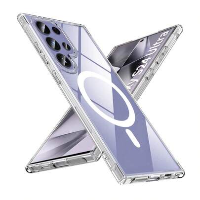  1PC Hadaasi Transparent For Galaxy S26 S25 Ultra S24 Ultra S23 Ultra S22 Plus S21 FE Magsafe Magnetic Charge Phone Case For Galaxy A57 A37 A17 A07 A16 A56 A15 A55 A14 A54 Clear Acrylic Slim Cover,Compatible With IPhone 17pro/17promax/Apple Air/17/17E/16pro/16promax/16plus/16/16E