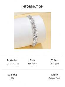 1 peça, elegante e moderna, estilo casual, multi-ocasiões, clássica, tênis, zircônia cúbica, cravejada, pulseira de cobre trigo, adequada para festa feminina e traje diário, joia acessível para presente - espigas de trigo - Ver 9