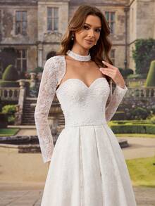 HEARBOBO Vintage Rivet Baroque White Lace A-Line Wedding Dress Spring - White - View 4