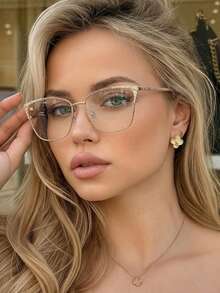 1pc Women's Metal Cat Eye Rhinestone Bling Bling Vintage Daily Commute Streetwear Fashion Accessory Clear Lens Glasses - Multicolor - View 1