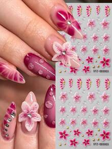 2 miếng dán móng tay hình cánh hoa dâm bụt hồng mùa xuân, hình hoa lan tiên nở rộ 5D dập nổi, họa tiết bong bóng mềm mại, hạt vàng, kiểu móng Pháp, phụ kiện trang trí móng tay mùa hè, đám cưới, trang trí móng tay nổi bật. - Nhiều màu - Xem 2