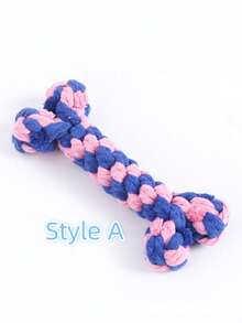 棉绳骨头形状狗狗磨牙玩具，编织无异味，狗狗牙齿清洁耐用磨牙玩具 - 彩色 - 查看 4