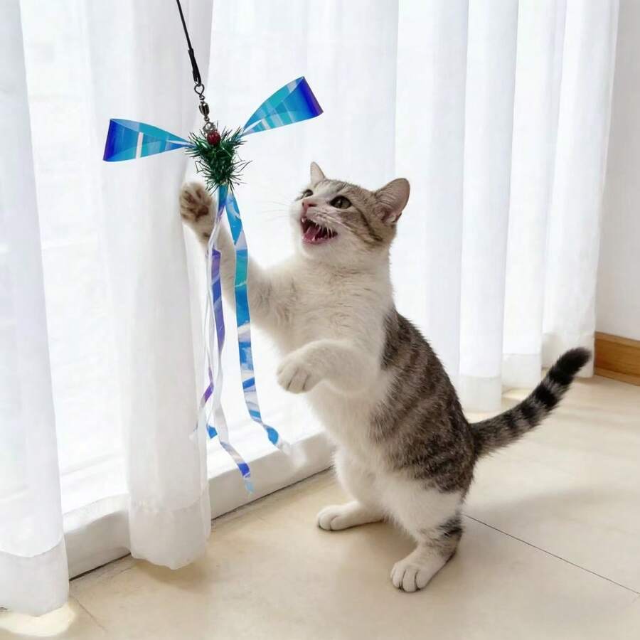 猫玩具，室内逗猫棒替换装，趣味旋转风车造型猫玩具，互动逗猫棒配件，适合所有品种，无需电池