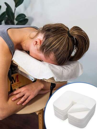 100PC Disposable Massage Pillowcases For Beauty Salons, Thickened Single-Lying Pillowcases, Massage U-Shaped Perforated Face Towels, Non-Stick Massage Masks, Headrest Covers For Massage Beds And Chairs.