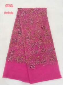 2026 High-Quality Fashion Elegant French Embroidered Handmade Beaded Lace Fabric With Sequins, African Nigerian Wedding Party Material, 5 Yards/1 Yard - A - View 16