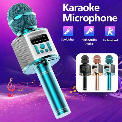 1200mAh可充电卡拉OK麦克风，手持无线麦克风音箱，适合作为圣诞节和生日礼物，老少皆宜。这款麦克风可用于手机唱歌、现场表演、无线音箱麦克风，还可用于电视唱歌，并具备变声功能，是家庭卡拉OK的理想之选。