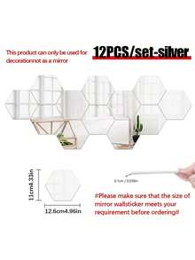 48 Pieces Of Hexagonal Acrylic Mirror Wall Decals, Removable Decorative Mirrors, Self-Adhesive Hexagonal Art Ornaments, Home Decor Stickers, Wall Stickers, Vinyl Decals, Spring Decorations, Freshen Up Your Home, Rama Decorative Sticker Gifts, Birthday Graduation Wall Decor, Room Decorations, Wall Mirrors, Bathroom Decor, Living Room Decor - 1cm - View 13