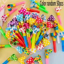 30/40/50 piezas Rollos de papel higiénico inflables creativos y divertidos, suministros y juguetes para fiestas, silbatos de dragón para cumpleaños, juegos educativos interesantes - Estilo de lunares - Ver 2