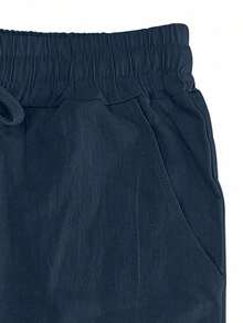 Men's Linen Wide Leg Casual Pants Are Loose Fitting, Breathable And Comfortable, Suitable For All Seasons And Versatile - Navy Blue - View 5