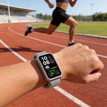 适用于华为手环10、9代和8代腕带，通用腕带，魔术贴，尼龙环，金属快拆头带，NFC版本，10代男女款，可互换且用途广泛 - 黍米白 - 查看 5