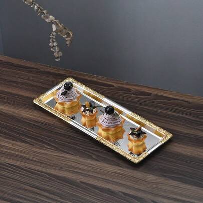 长方形托盘，复古奢华风格，节日派对装饰盘，小吃/蛋糕托盘，聚会祈福仪式餐具，化妆品和珠宝收纳盘