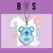 1件套BT21可爱心形亚克力钥匙扣，Koya RJ Shooky Cooky Tata Chimmy Mang包包挂饰，适合ARMY粉丝，耐用动漫周边，完美礼物 - 彩色 - 查看 3