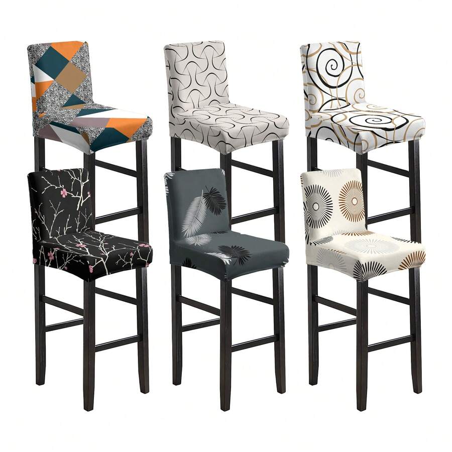 1/2/4/6pcs Stretch Printed Bar Stool Chair Covers, Home & Hotel Use - Sub-painting - View 1