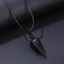 1件男士天然水晶黑曜石六角金字塔编织可调节项链 - 紫色 - 查看 3