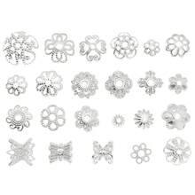 10/30个珠帽 18K镀银精美镂空花朵珠帽 黄铜花朵端帽 散珠 适用于手链项链 DIY珠宝制作工艺品材料 - 銀色 - 查看 4
