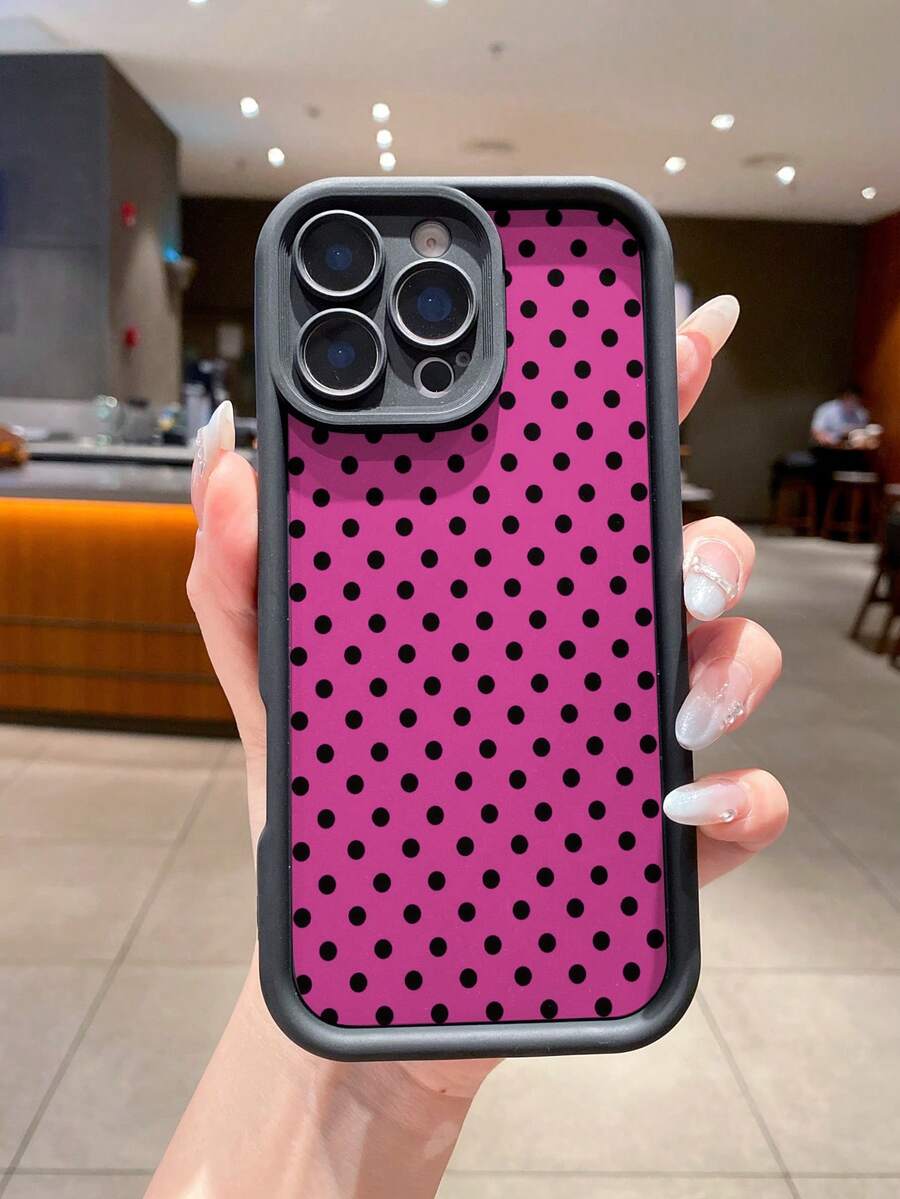 Ốp điện thoại chấm bi cổ điển tương thích với Apple 17 AIR Pro Max, 16 Pro, 15 Pro, 14, 13, 12, 11 - Bề mặt mờ, độc đáo, sáng tạo, thiết kế - Tre đen hồng - Xem 1