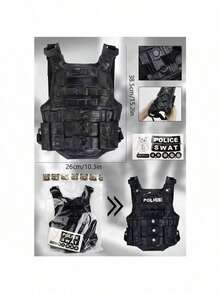 Youth Role Play Costume Set, Includes Helmet, Vest, Shield, Baton, Walkie-Talkie, Suitable For Birthday Party Cosplay Games - Multicolor - View 5