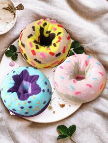 3 Pairs Of Colorful Mid-Calf Gift Socks, Unisex Couples Gift Box, Soft Donut-Themed Novelty Socks, Imaginative Food-Inspired Creative Design, Comfortable & Versatile, Suitable For Birthday, Valentine's Day, Easter, Ramadan, Date, Family Gathering, Party, Holiday, Unique Fashion Casual Everyday Wear - Multicolor - View 4