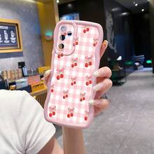 1 chiếc ốp lưng điện thoại chống sốc màu hồng anh đào kẻ caro với in UV, phù hợp với các dòng điện thoại Galaxy/MOTO/Android. - Hồng - Xem 4