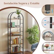 Libreroestantería Moderna con Arco Abierto 180 cm ibrero Minimalista de 5 Niveles libreros organizadores estantería Simple Adecuada para Dormitorio Sala de Estar Oficina Invernadero Cocina - como en la foto - Ver 4