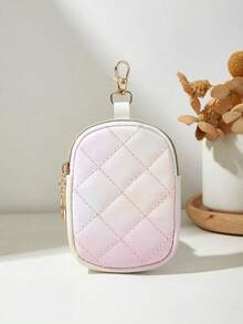 Monedero con llavero de patrón de diamante acolchado casual y nuevo - Multicolor - Ver 4