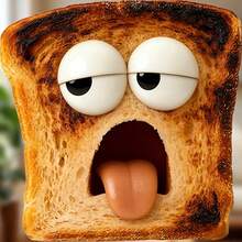 Exhausted And Unable To Bake Bread: A Cute Little Companion With A Sleepy Smile And Tongue Sticking Out, Representing The "Not Fully Awake" Morning Mood On Those Days. - E - View 1