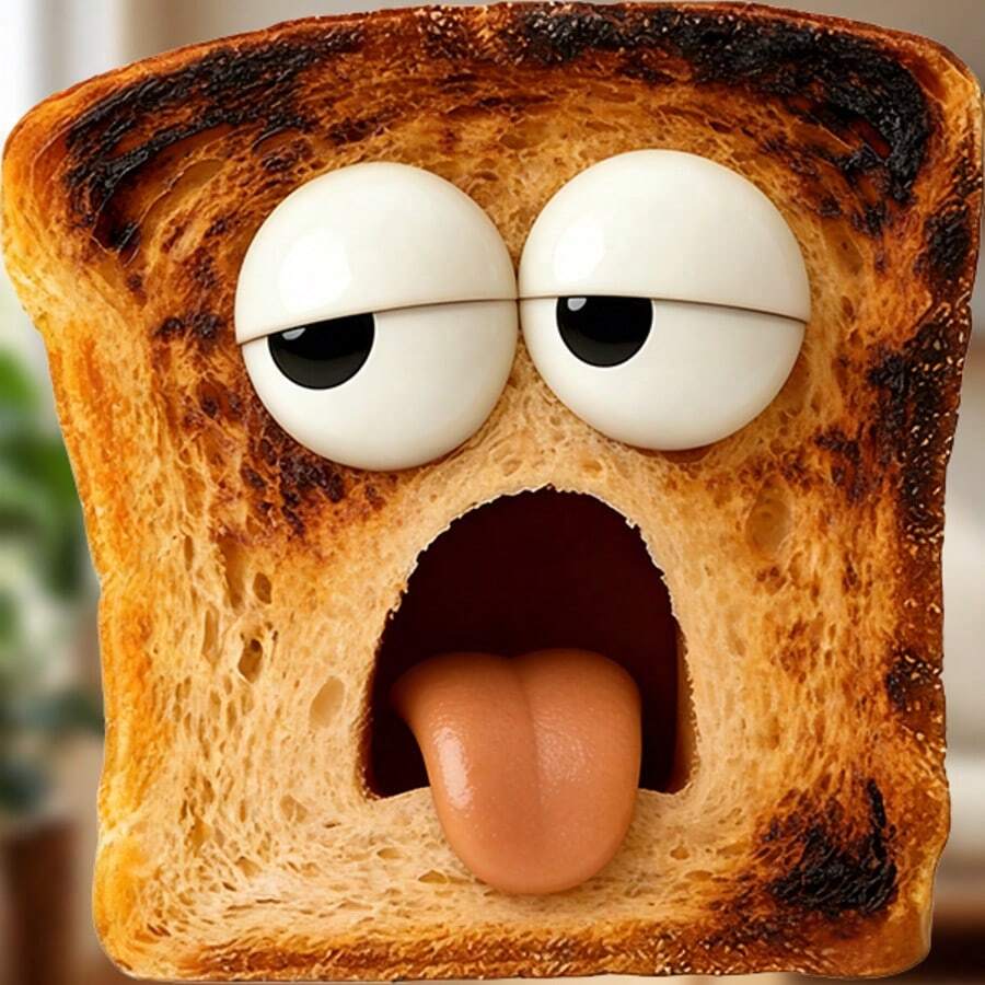 Exhausted And Unable To Bake Bread: A Cute Little Companion With A Sleepy Smile And Tongue Sticking Out, Representing The "Not Fully Awake" Morning Mood On Those Days. - E - View 1