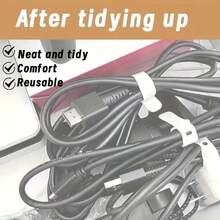 5/10pcs Silicone Cable Ties, Anti-Lost/Earphone & Charger Cable Organizer, Suitable For Lightning/Type-C/E-Reader, Desktop Cable Management - White - View 9