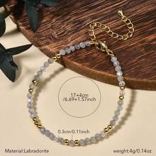 1pc Bohemian Style Natural Green Agate Sunstone 3mm Faceted Round Bead Bracelet, Suitable For Women's Daily Wear And An Excellent Gift Choice For Holidays - 17cm,3mm - View 25