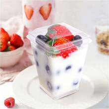 [100 cái/60 cái/50 cái/30 cái/20 cái/10 cái] Cốc mousse nướng, Cốc mousse kem trong suốt có nắp, Nhiều chất liệu để lựa chọn, Chịu nhiệt độ thấp & Dễ vệ sinh, Có thể tái sử dụng, Thích hợp cho quán cà phê, quầy ăn nhẹ, tiệc buffet tráng miệng, gia đình, nhà bếp, tiệc nướng, bánh pudding, bánh phô mai, mousse, thạch - Trong sáng - Xem 6