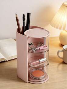 1 Stück drehbarer Bürstenhalter Schmuckorganizer, geeignet für Halsketten, Ohrringe, Armbänder, Ringe, Make-up Pinsel, Haarspangen und Accessoires - Pink - Übersicht 4