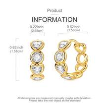 1 Pair 18K Gold-Plated Alternating Heart Round Cut Cubic Zirconia Hoop Earrings With Hollow Heart Accents Elegant Romantic Design For Daily Wear, Bridal Gifts & Statement Accessories - Gold - View 4