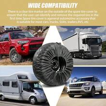 2 Pieces Of Black Tire Covers, Dust-Proof And Water-Resistant Tire Storage Bag. The 31-Inch Design Is A Universal Car Spare Tire Cover. Made Of Polyester Material, These Portable Bags Can Protect Your Wheels. - 2PC - View 5