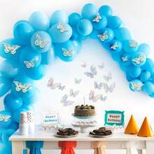 12片/套 3D镂空蝴蝶墙贴，蛋糕装饰，婚礼装饰，家居客厅装饰礼品，生日毕业家居墙面装饰浴室卧室房间装饰用品家居装饰 - 幻彩白 - 查看 5