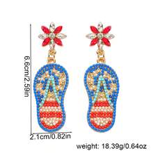 4th Of July USA 250th Flip Flop Earrings, Red White Blue Rhinestone Sandal Dangle Jewelry For Beach, Parades & Semiquincentennial - Multicolor - View 2