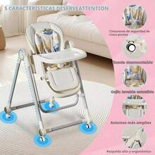 Silla Alta Para Bebé Periqueras Comer Plegable 3 En 1 Gris Bebezo Gris - Gris - Ver 4