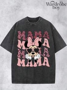 Disney Printed Wash Water T-Shirt, Sweet And Cool Style T-Shirt, Leopard Print  Mouse T-Shirt, Mother's Day T-Shirt, Family Travel And Vacation Style T-Shirt,Unisex,High-Quality Pure Cotton T-Shirt,Suitable For All Seasons, Comfortable And Breathable| Exquisite Design | The Best Choice For Giving Gifts - 黑色 - 查看 2