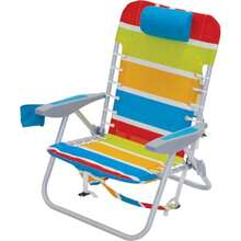 Rio Brands 4-Position Backpack Lace-Up Suspension Folding Beach Chair Bright Stripe - Raya brillante - Ver 1